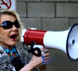 Joan protests at Costco