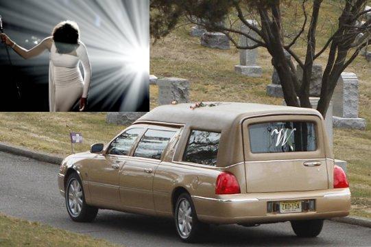 Whitney at 2009 Grammys; being transported to cemetery