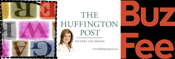 Headers for Gawker, Huffington Post and Buzzfeed