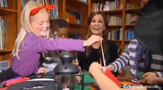 Pippa at book launch party with tiny upstart