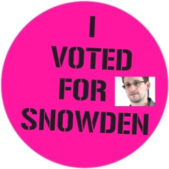 I Voted For Snowden button